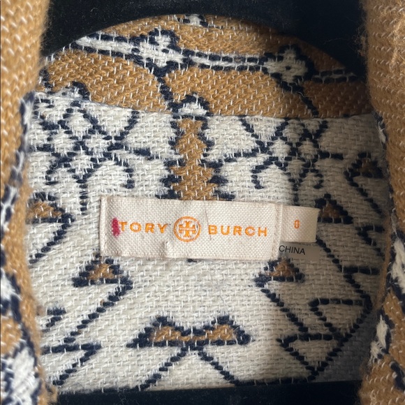 Tory Burch Printed Jacquard Long Coat Sz 0 - Picture 7 of 16